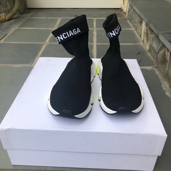 New Men’s Balenciaga Black Speed Sock Sneakers - Picture 2 of 9